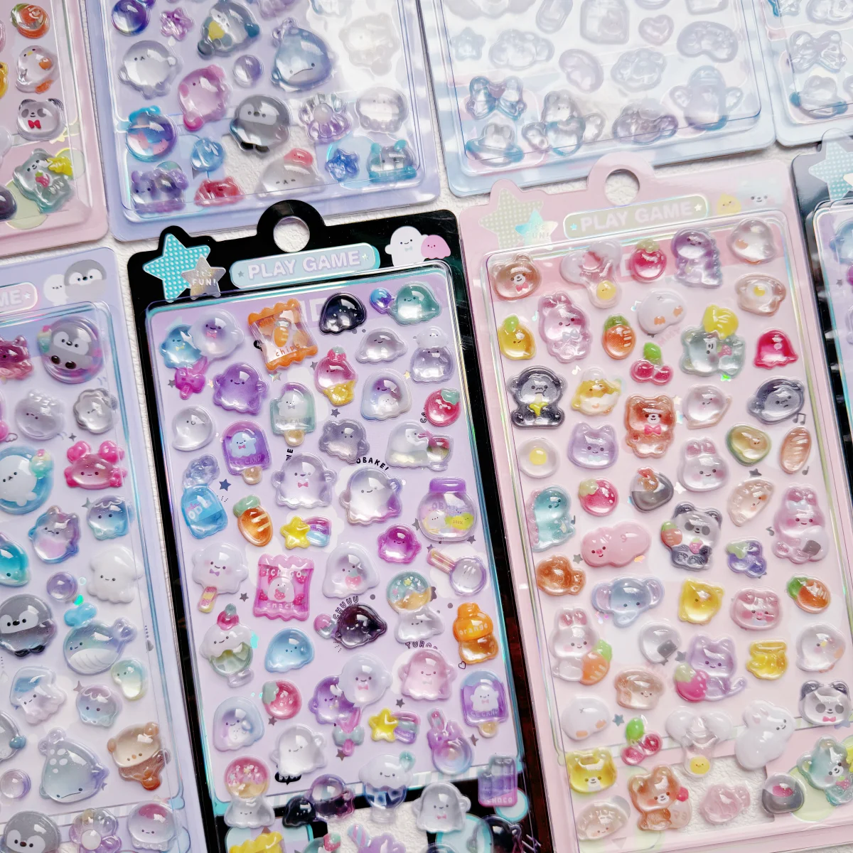 Creative Candy Ghost Rabbit Drop 3D Relief Stickers Scrapbooking Diy Diary Stationery Sticker Decor Cute Aesthetic Stickers
