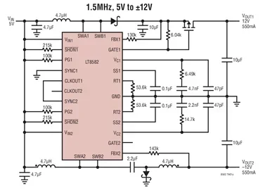 LT8582EDKD LT8582IDKD LT8582 - Dual 3A Boost/Inverting/SEPIC DC/DC Converter with Fault Protection