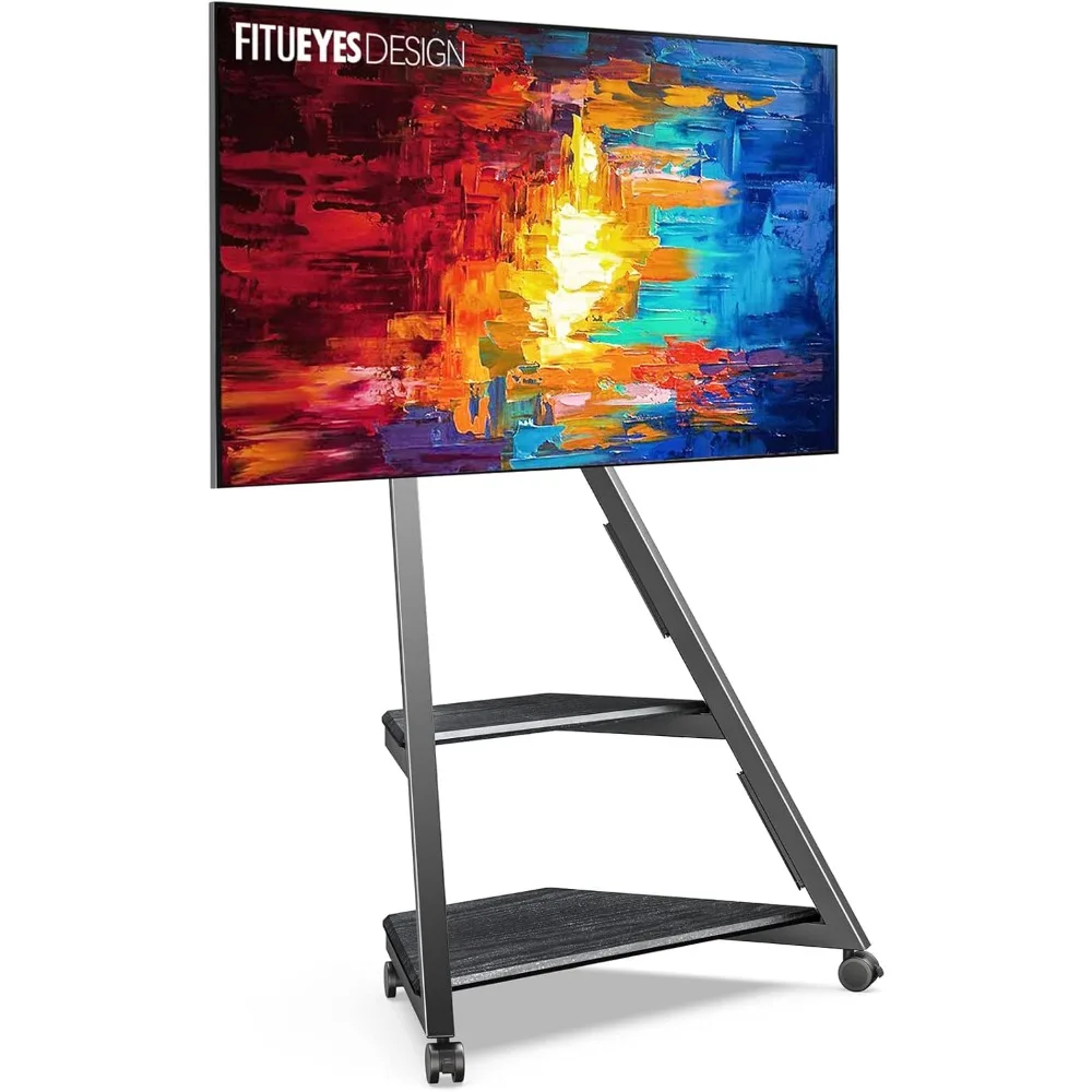 

Compact Floor TV Stand for 32-65 Inch TVs, Space-Saving Rolling TV Cart for LCD/LED and Curved Screens