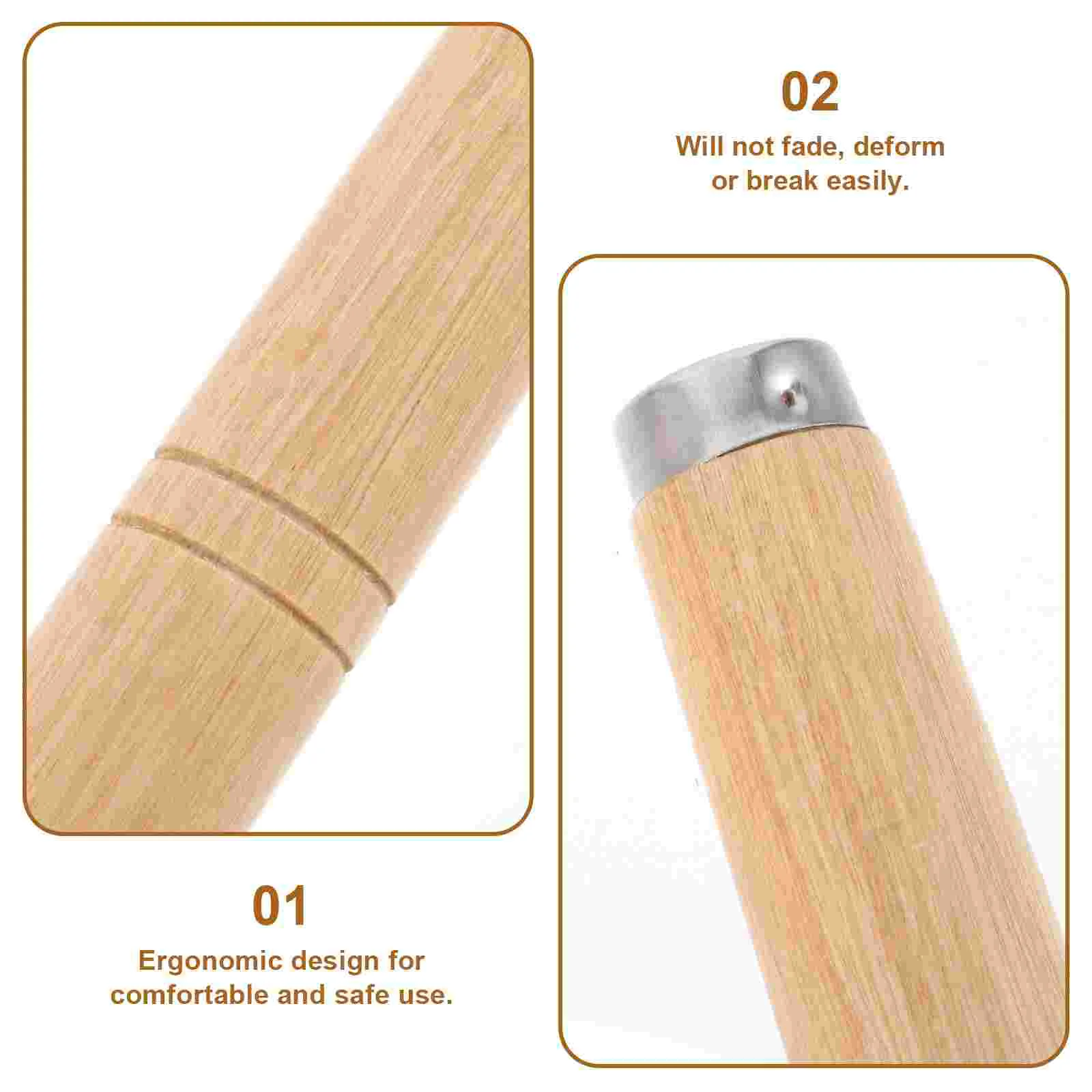 Solid Wood Spatula Handle Pan Pot Side Replacement Detachable Frying Handles Grip Iron Wooden