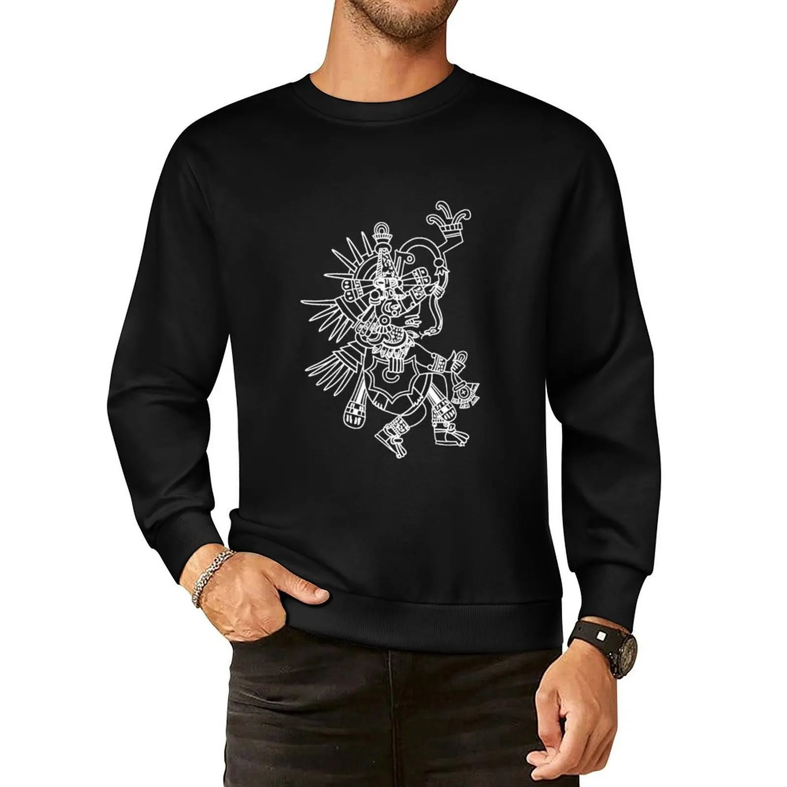 

Aztec Quetzalcoatl Drawing \t Pullover Hoodie korean clothes fashion men men clothing autumn jacket men autumn sweatshirt