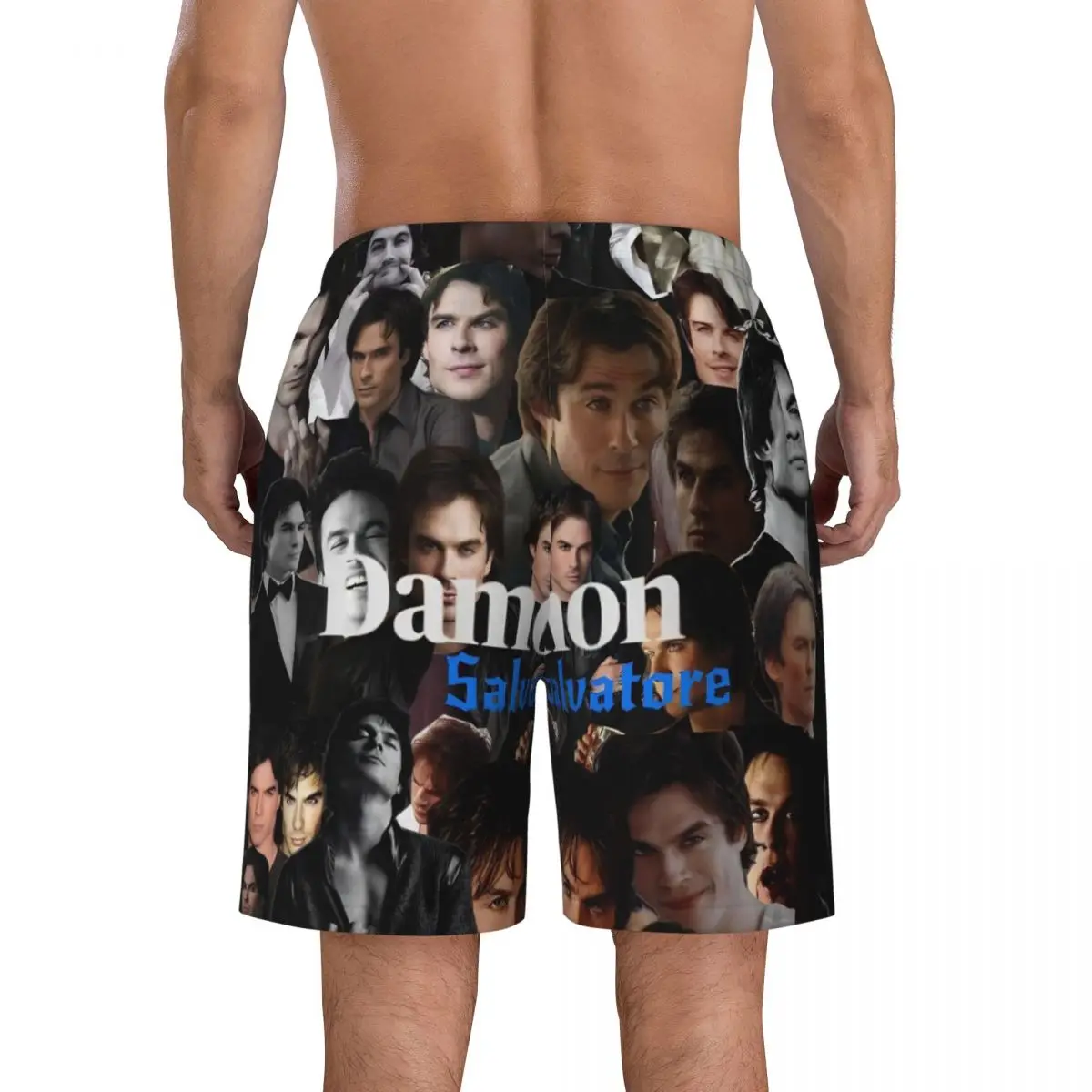 Men's Board Shorts The Vampire Diaries Damon Salvatore TV Series Casual Beach Trunks Fast Dry Running Surf Board Short Pants
