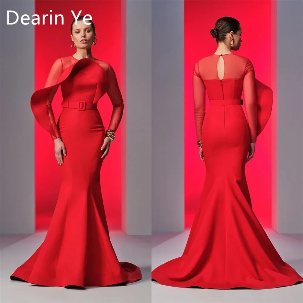 Vestido de noite personalizado dearin decote colher trompete até o chão saias drapeadas tule sob medida vestidos de ocasião formal ar saudita