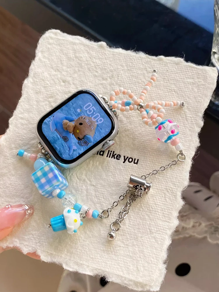 Ремешок с милым котенком и котом для Apple Watch Ultra 10 9 8 7 6 5 SE 4, женский браслет-ремешок для iWatch 38 мм 40 мм 41 мм 42 мм 45 мм 46 мм 49 мм