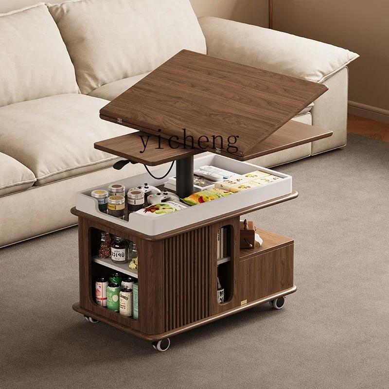 removable side simple small apartment household living room sofa side cabinet corner few solid wood cart lifting small table