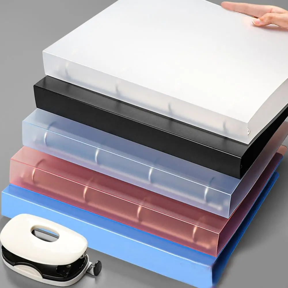 A4 4-hole D-type clip clip Blue PP folder perforated transparent binder folder a4 folder