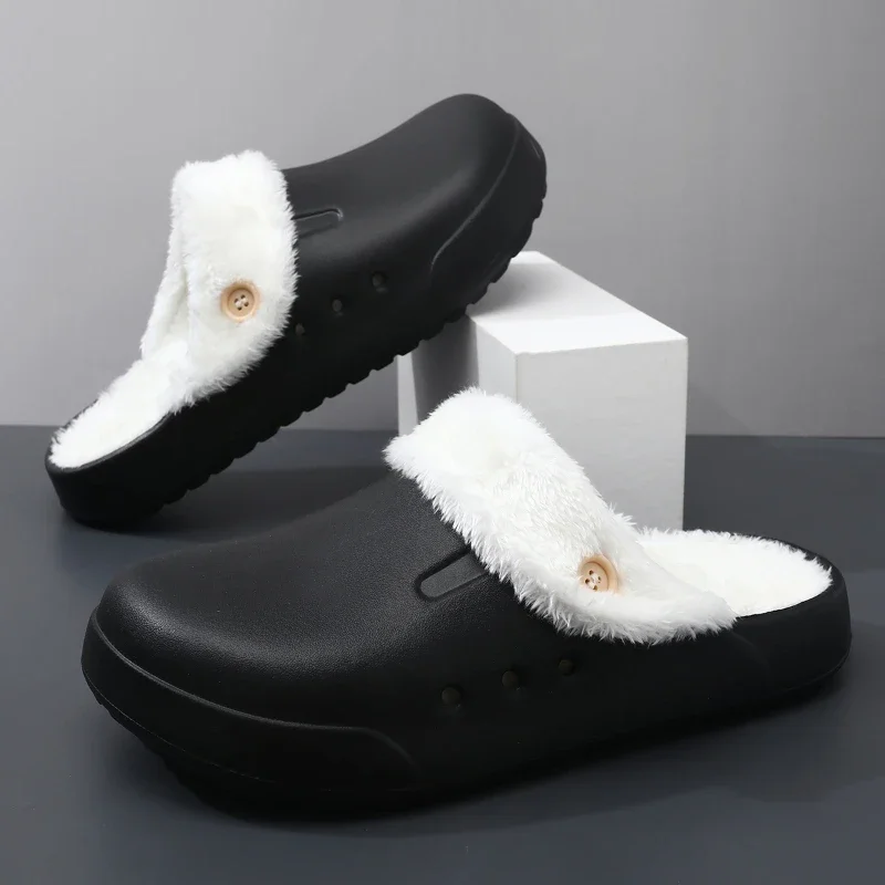 

Winter Couple's Cotton Slippers Men's Warm Slippers Outdoor Indoor Non-Slip Shoes Women's Plush Home Bedroom Shoe Big Size 46 47