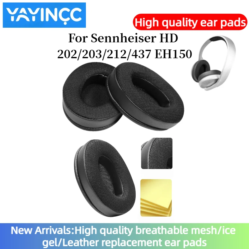 

YAYINCC Replacement Breathable mesh fabric style Earpads For Sennheiser HD202/203/212/437 EH150 Headphones Repair Parts