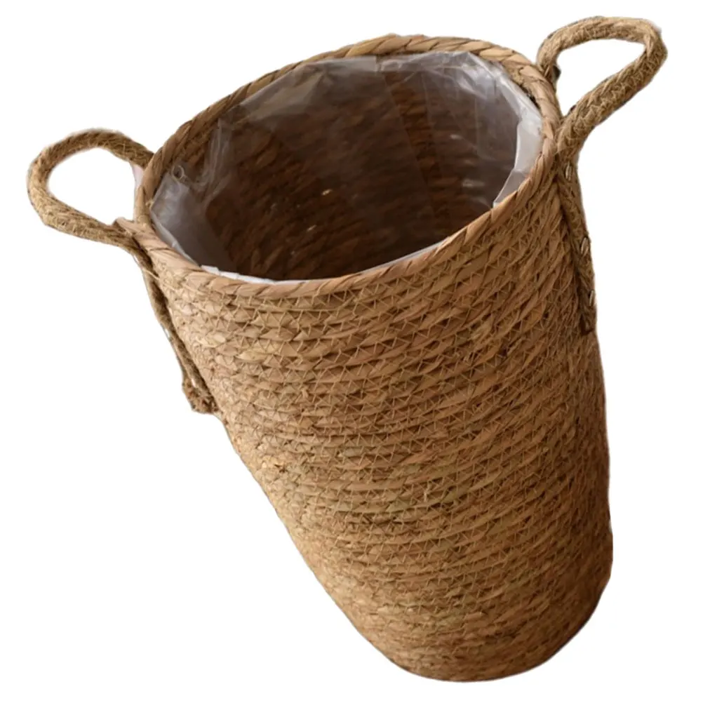 

Rattan Flower Basket Woven Planter Decorative Baskets for Indoor Plants Large Space Multi Purpose Storage Planters Straw Weaving