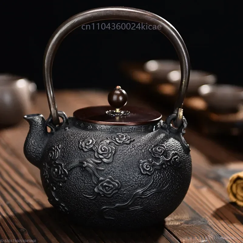 Uncoated Cast Iron Dragon Teapot Original Handmade 1.3L for Boiling Water Non-Boiled Tea Health Tea Set Gift Durable