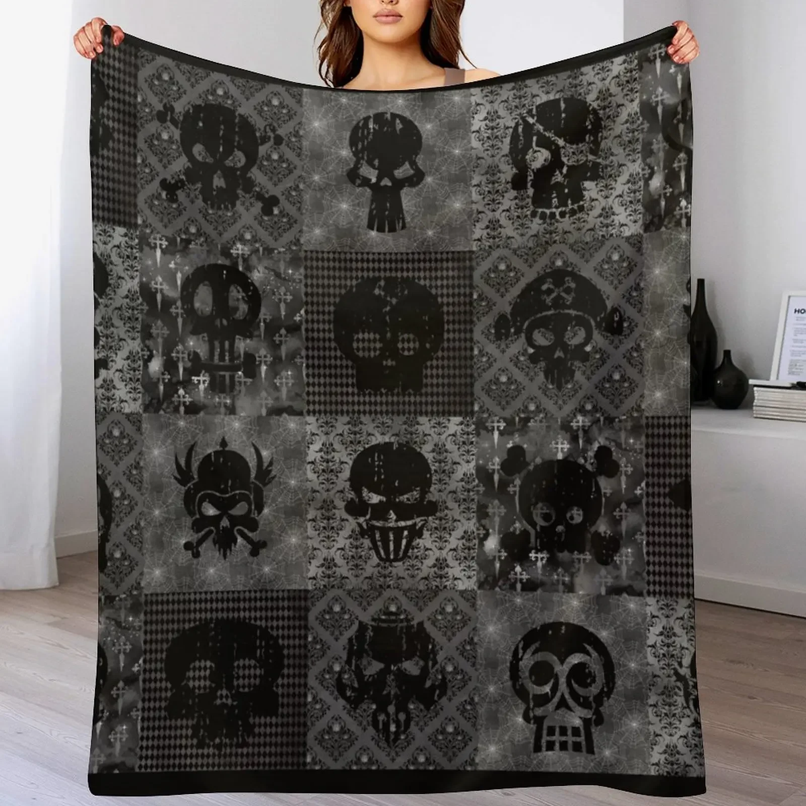 

Skull Collage Throw Blanket bed plaid Luxury Designer Summer Beddings Decorative Sofas Blankets