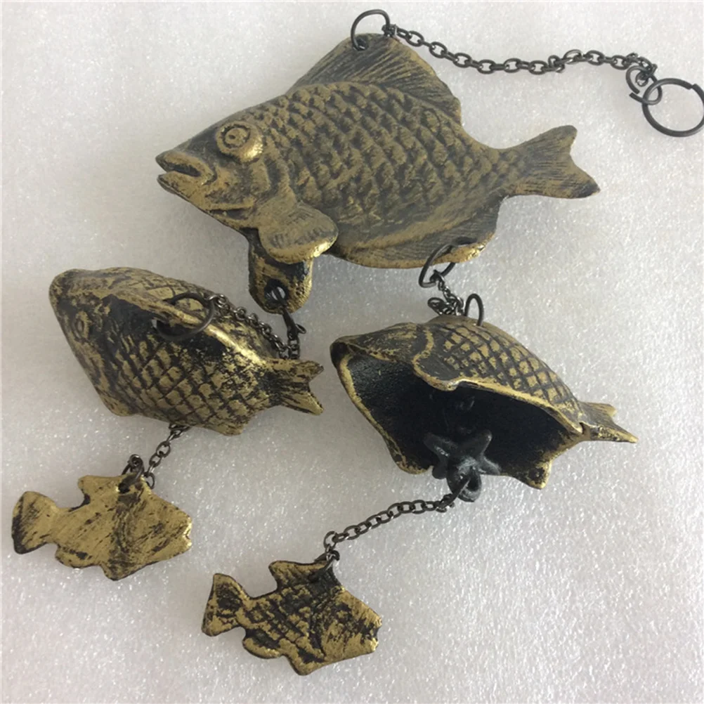 

Cast Iron Wind Chime Floating Fish Shape Hanging Bell 48cm Home Garden Car Decor Beautiful Sounds Relaxation Gift