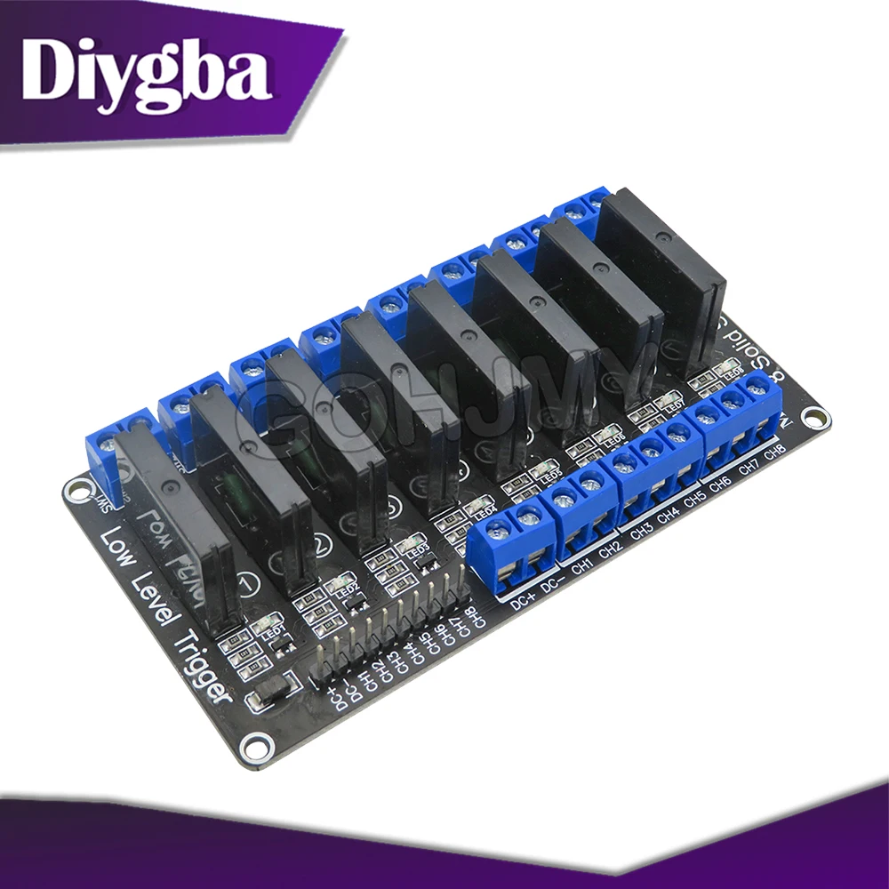 Low Level 5V 8 Channel Solid State Relay Module SSR G3MB-202P 240V 2A Output with Resistive Fuse