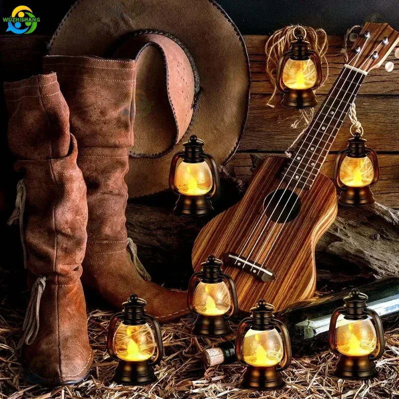 1/12pcs Mini LED Candle Lanterns Portable Vintage Tea Light Candle LED Light Rustic Flickering Candle Lamp Home Party Decor