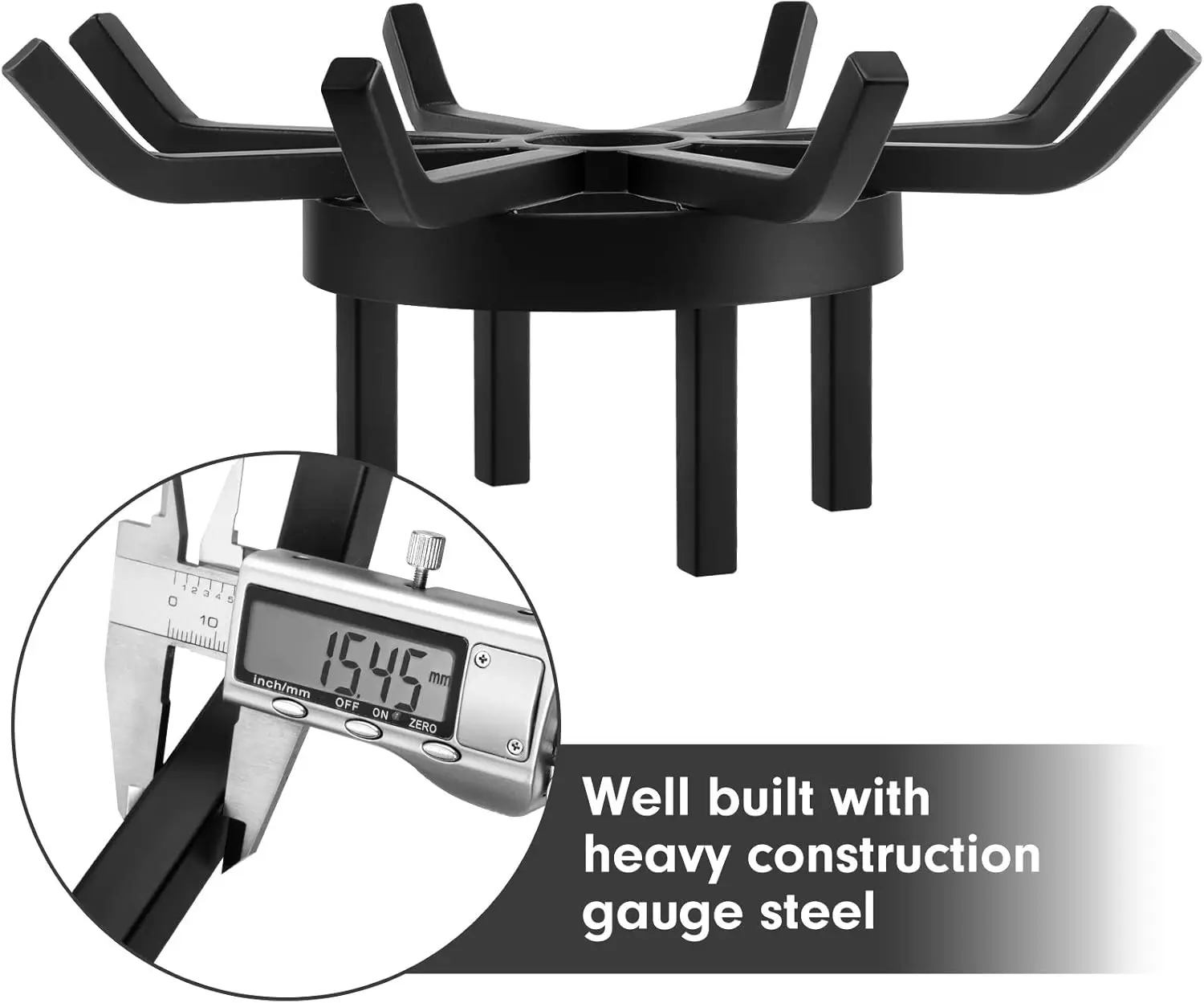 20-Inch Steel Fire Pit Grate Wrought Iron Heavy Duty Firewood Burning Rack Holder for Indoor Hearth Outdoor Firepit Wood Stove