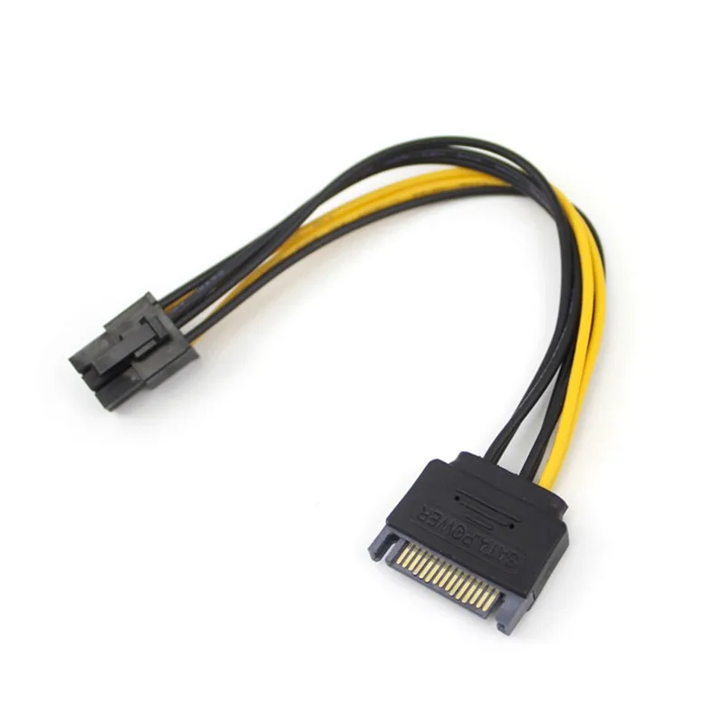 1pc 15Pin SATA to 6Pin Power Cable Connector 6 Pin PCI-E PCI Express Adapter Graphics Video Card Converter Extension Cord Cable