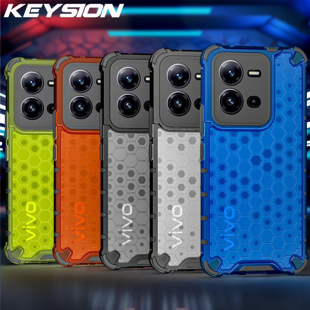 

KEYSION Shockproof Armor Case for VIVO V25 5G V25 Pro Soft Silicone + PC Transparent Honeycomb Phone Back Cover for VIVO V25e 4G