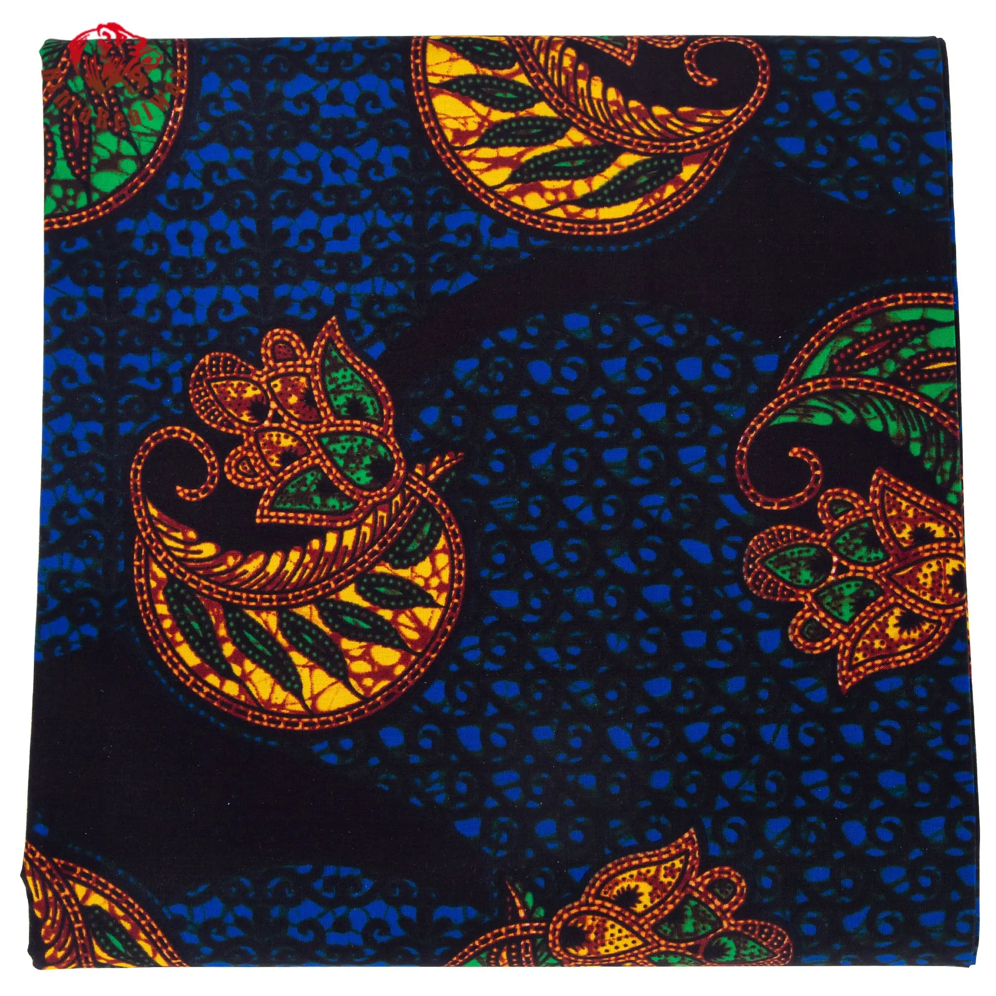Binta Real Wax African Print Cotton Fabric Dark Blue Paisley Pattern Cloth 24FS1605 view 2
