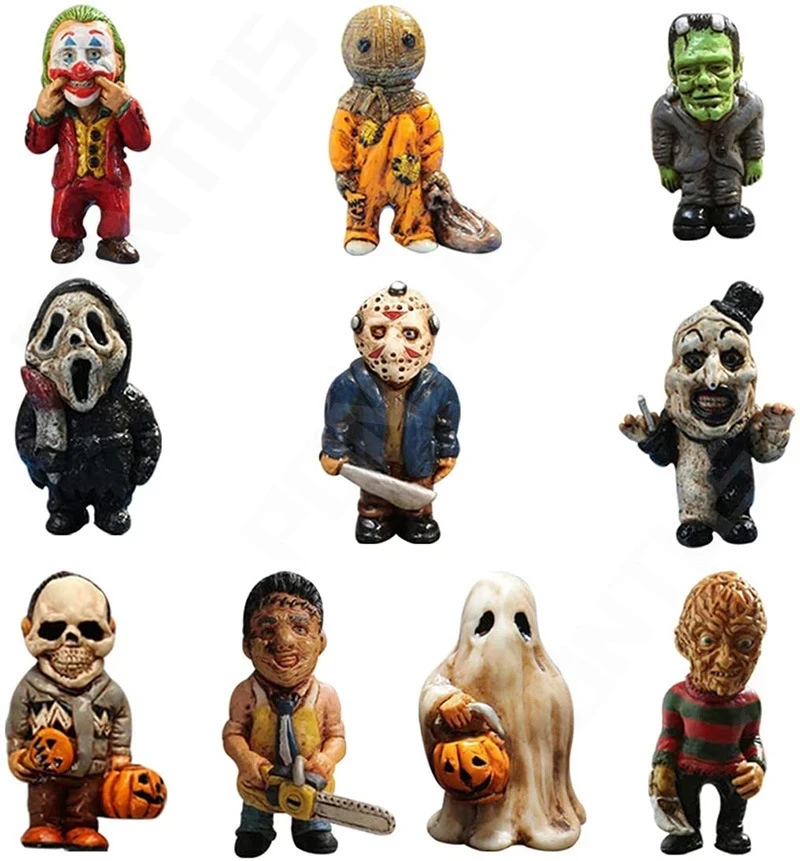 Halloween Scary Ghost Craft Pumpkin Statue Horror Movie Villain Garden Gnomes Trick or Treat Halloween Figurines Ornaments Decor