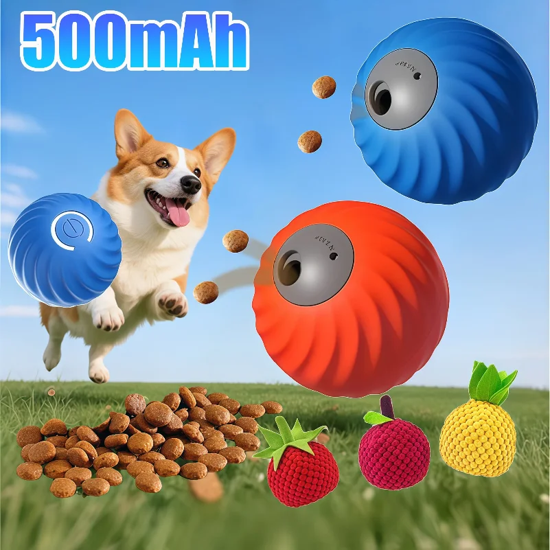 Juguete inteligente para perros, bola dispensadora de golosinas automática 2 en 1, bola eléctrica para mascotas, juguete para masticar para gatos y perros, herramientas para alimentar a perros