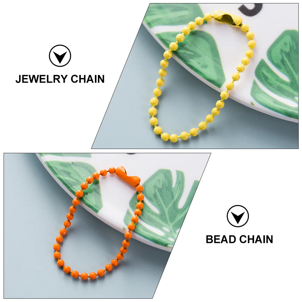 

200pcs Bead Chain Jewelry Iron Necklace Decorative Colorful Ball Metal Chains for DIY Craft Projects Accessories