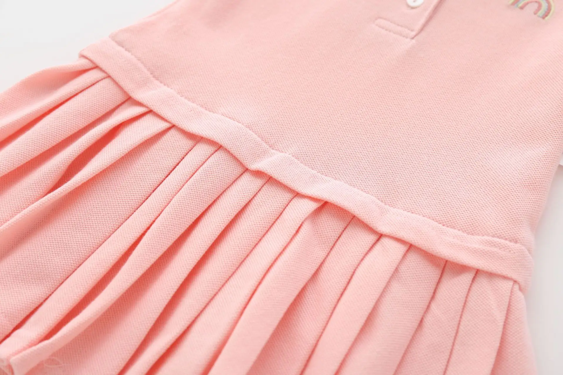 Little maven 2024 Summer Cute New Fashion Infant Toddler Baby Girls Pink Polo Dress Cotton Kids Casual Clothes 1-3 year