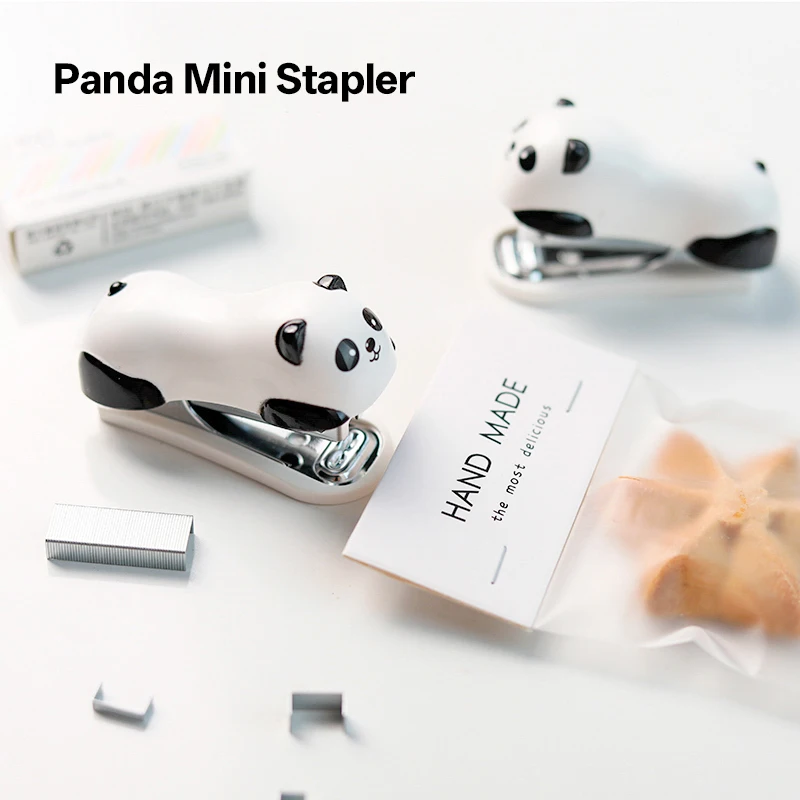 

Panda Mini Stapler 0453 Cartoon Design Portable Handheld No.10 Stapler with Nail Removal Feature for Office Supplies