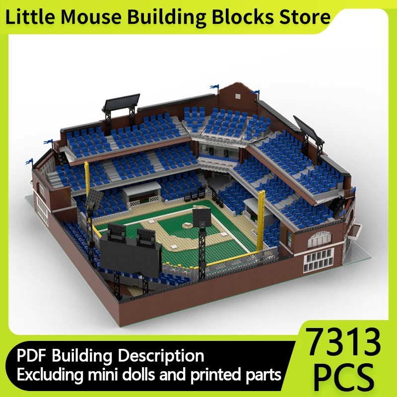 City Street View Model MOC Building Bricks Baseball Stadium Minifigure Modular Technolog Gift Holiday Assemble Children Toy Suit