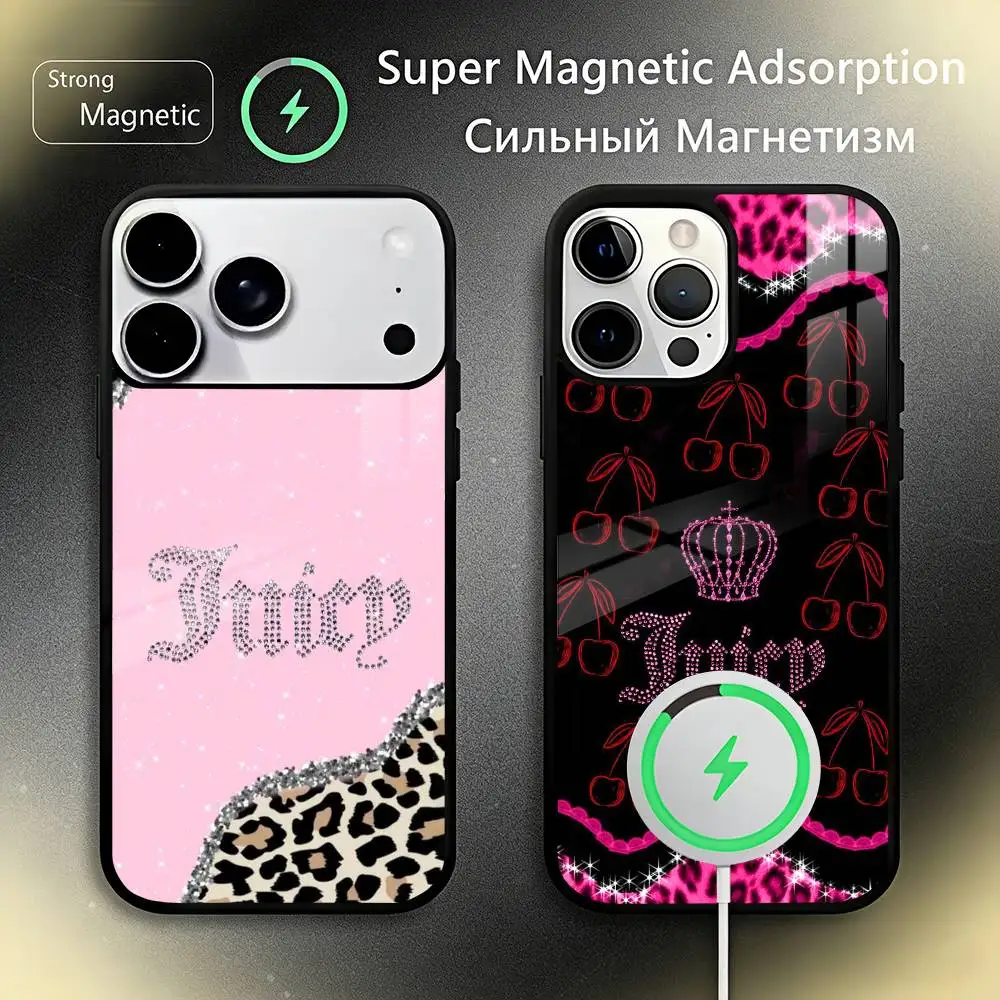 

Pink J-Juicy C-Couture Phone Case For iPhone17,16,15,14,13,12,11 Plus,Pro Max, New Magnetic Wireless Charging