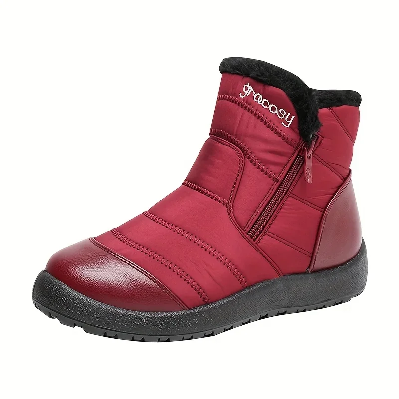 Vrouwen Waterdichte Anti-Slip Verdikte Rits Snowboots Comfortabele Winter Warm Medium Buis Wandelschoenen