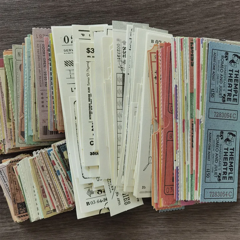 400 Pcs Vintage Time Ticket Collection Record Bills Large Pack Pack Junk Journal Scrapbooking Decoration Material Life Paper