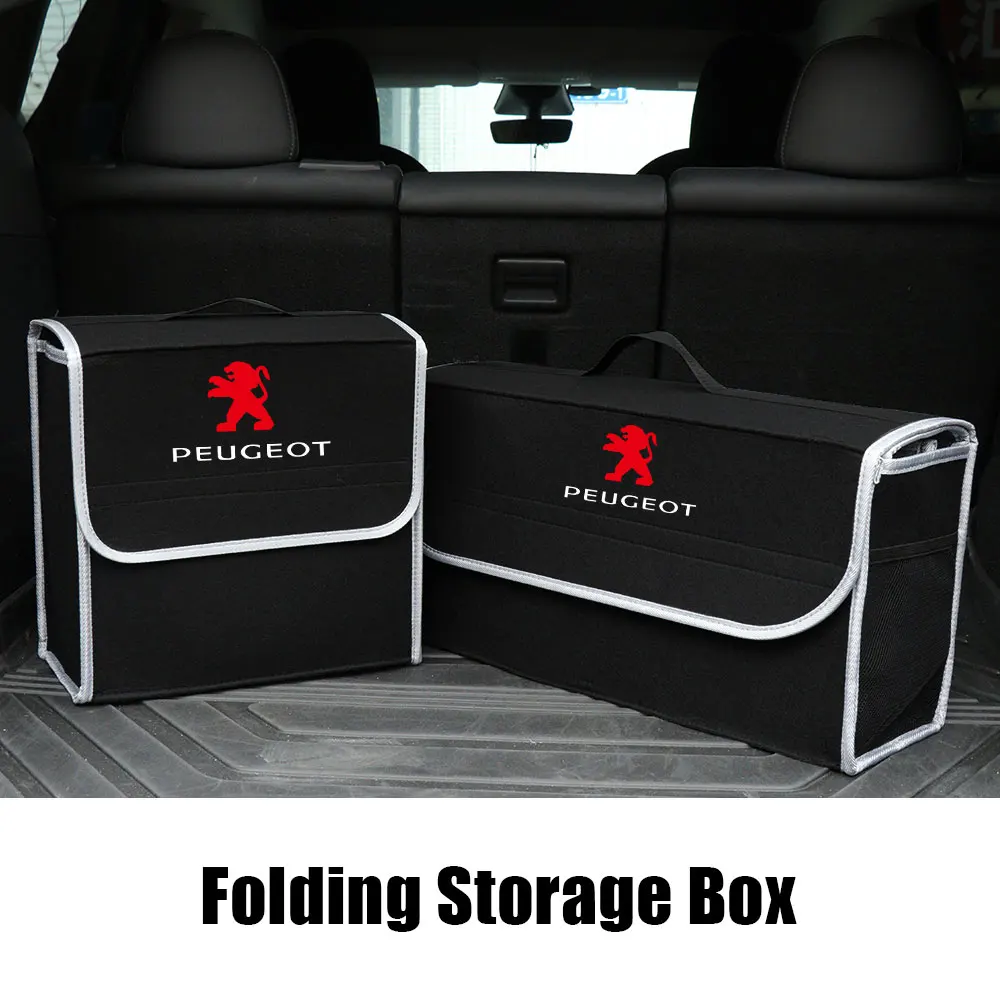 Car Foldable Trunk Storage Box Felt Large Capacity Organizer Bag Accessories For Peugeot 207 106 107 208 2008 3008 306 308 508