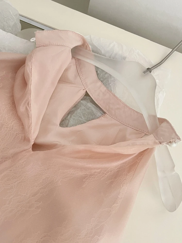 2025 rosa halter pescoço pérola adornado vestido faixas em camadas bainha de renda doce elegante feminino chique design vestido moda feminina nova