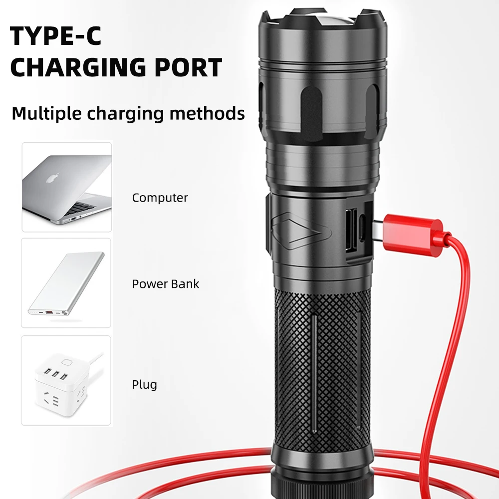 Super Bright Led Flashlight XHP50.2 Lamp Beads With Power Bank Function Camping Powerful High Flashlights Portable Lighting
