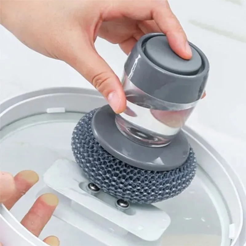 Utensils Portable Dispensing Tool Palm Pet Ball Pan Dish Brush Kitchen Soap With Dispenser Cleaning Washing Easy Use Scrubber