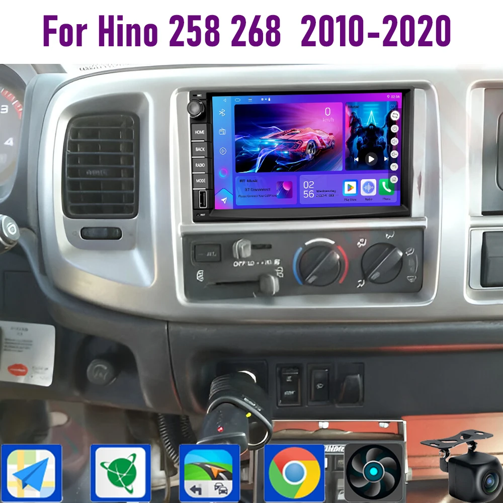 

7" For Hino 258 268 2010-2020 4+64GB Car Radio Steering wheel control Google Map Stereo Wifi Reversing Image 2DIN Head Unit