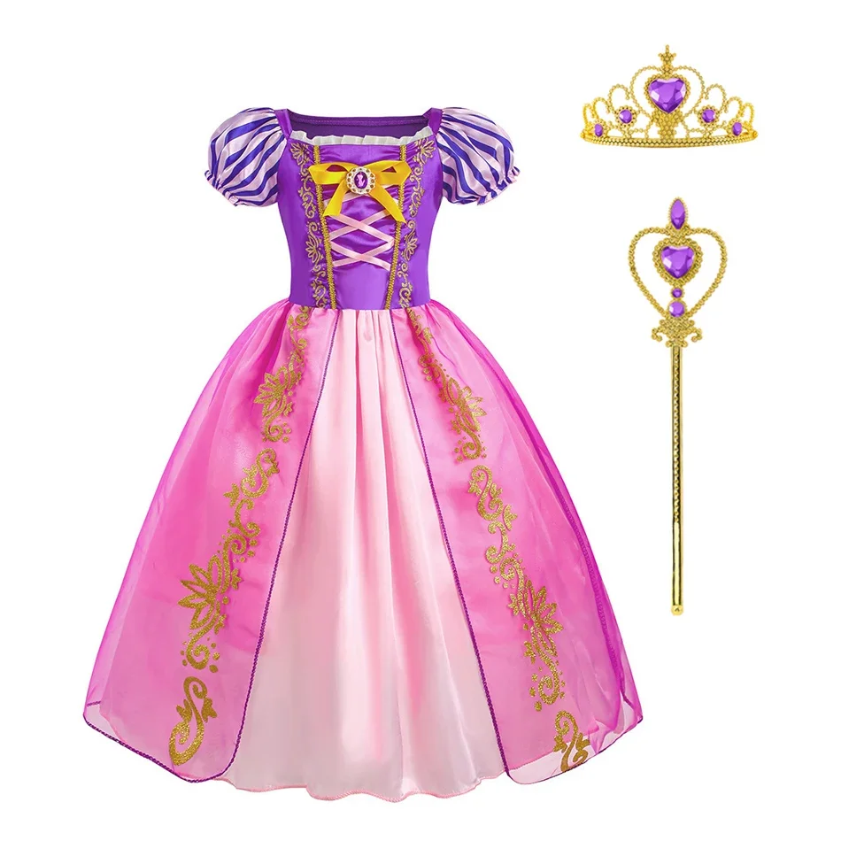 Rapunzel Dress for Girls Cinderella Dress Up Belle Cosplay Children Birthday Party Princess Costume Kids Halloween Elsa Clothes