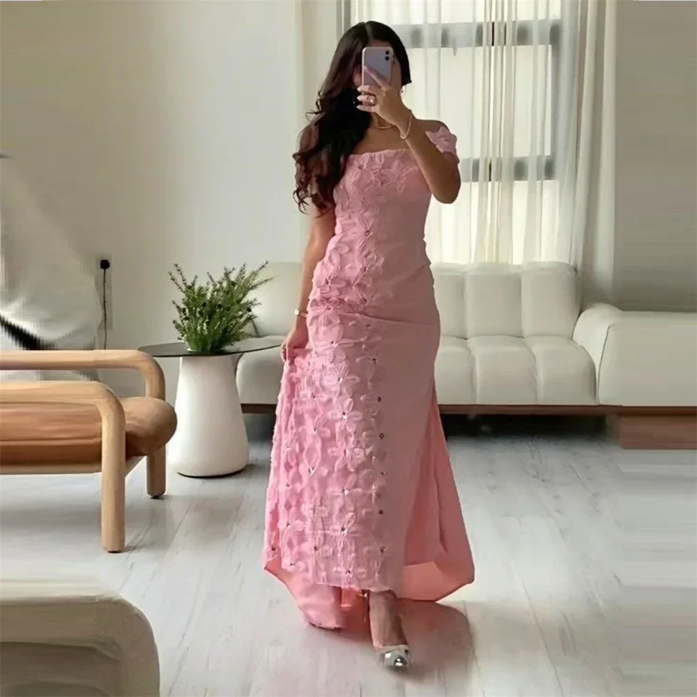 

Customized Gown Prom Dress Saudi Arabia Bateall A-line Hi-Lo Length Applique Flower Bespoke Occasion Dresses Formal Evening