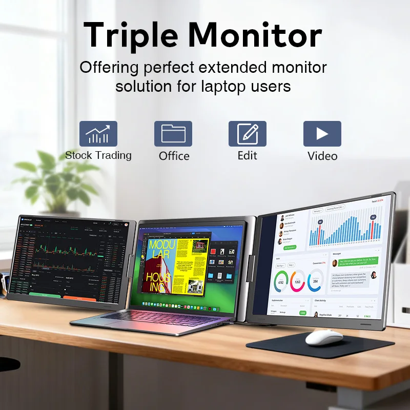 B2B/Wholesale OEM/Bulk Distribution 15.3 Inch IPS Portable Monitor 1 Cable Support for Full Macbook Windows 1920x1200 Resolution