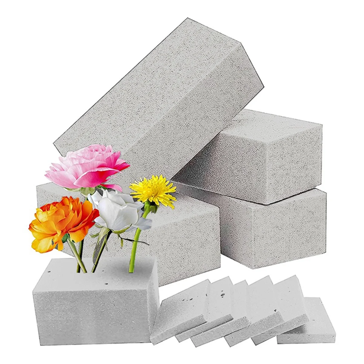 4Pcs Dry Floral Foam for Wet Floral Foam Bricks Grey Florist Blocks for Flower Arrangement