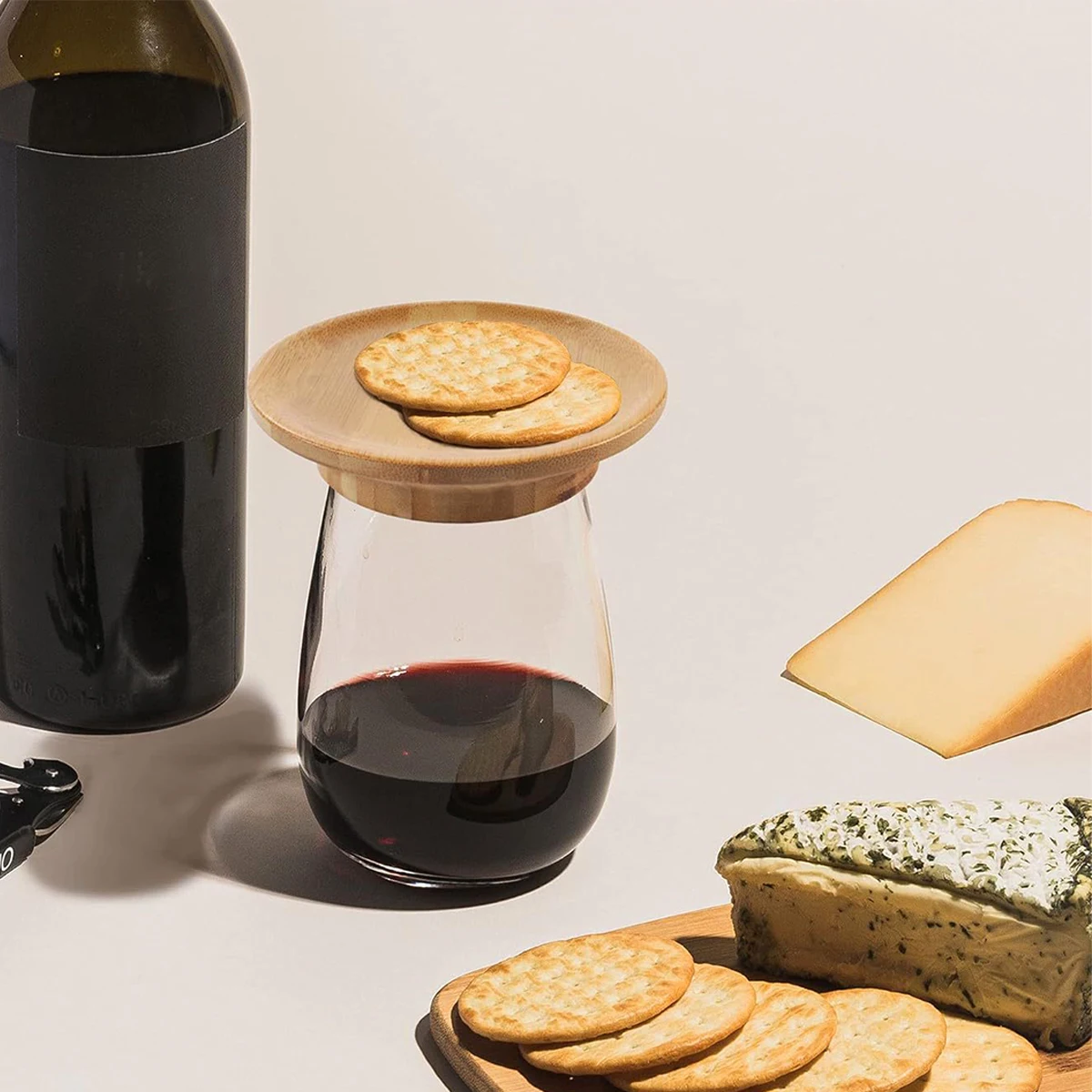 

2Pcs Wine Glass Charcuterie Topper Bamboo Wine Glass Charcuterie Board Topper Wine Glass Topper Appetizer Plates for Party