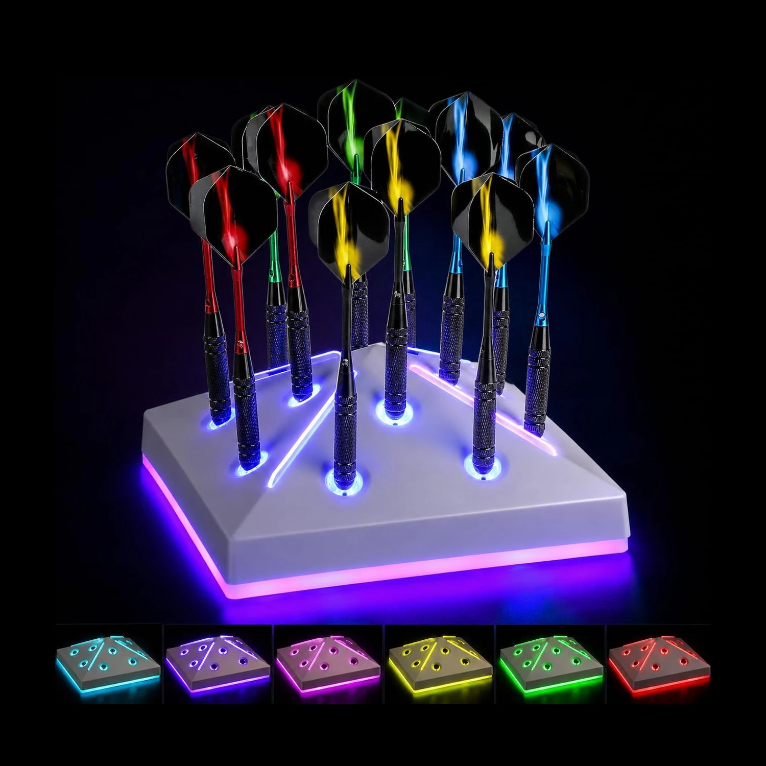 Dart Holder Stand 12 Darts Display, Dynamic RGB Dart Base Station, Professional Dart Holder Dart Accessorie