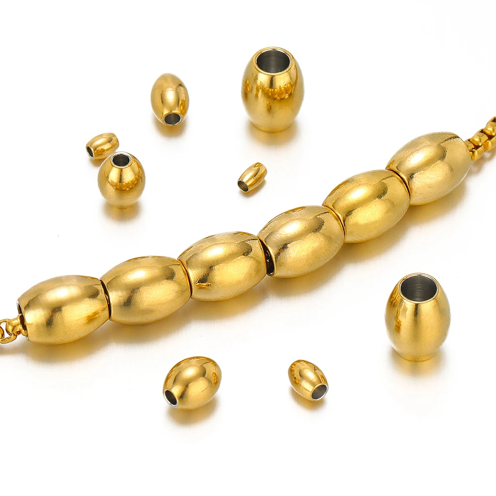 50pcs/lot Oval Cylinder Beads Stainless Steel Loose Beads for DIY Fashion Jewelry Making Bracelet Necklace Accessories Wholesale image 3