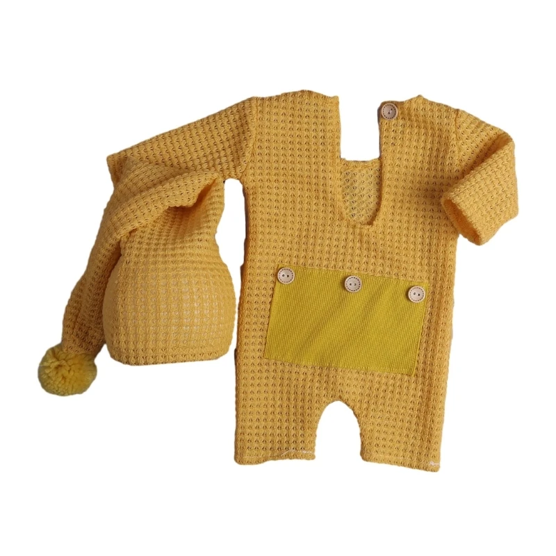 Pasgeboren baby fotosessie outfit baby romper met hoed set voor jongens meisjes cadeau A2UB