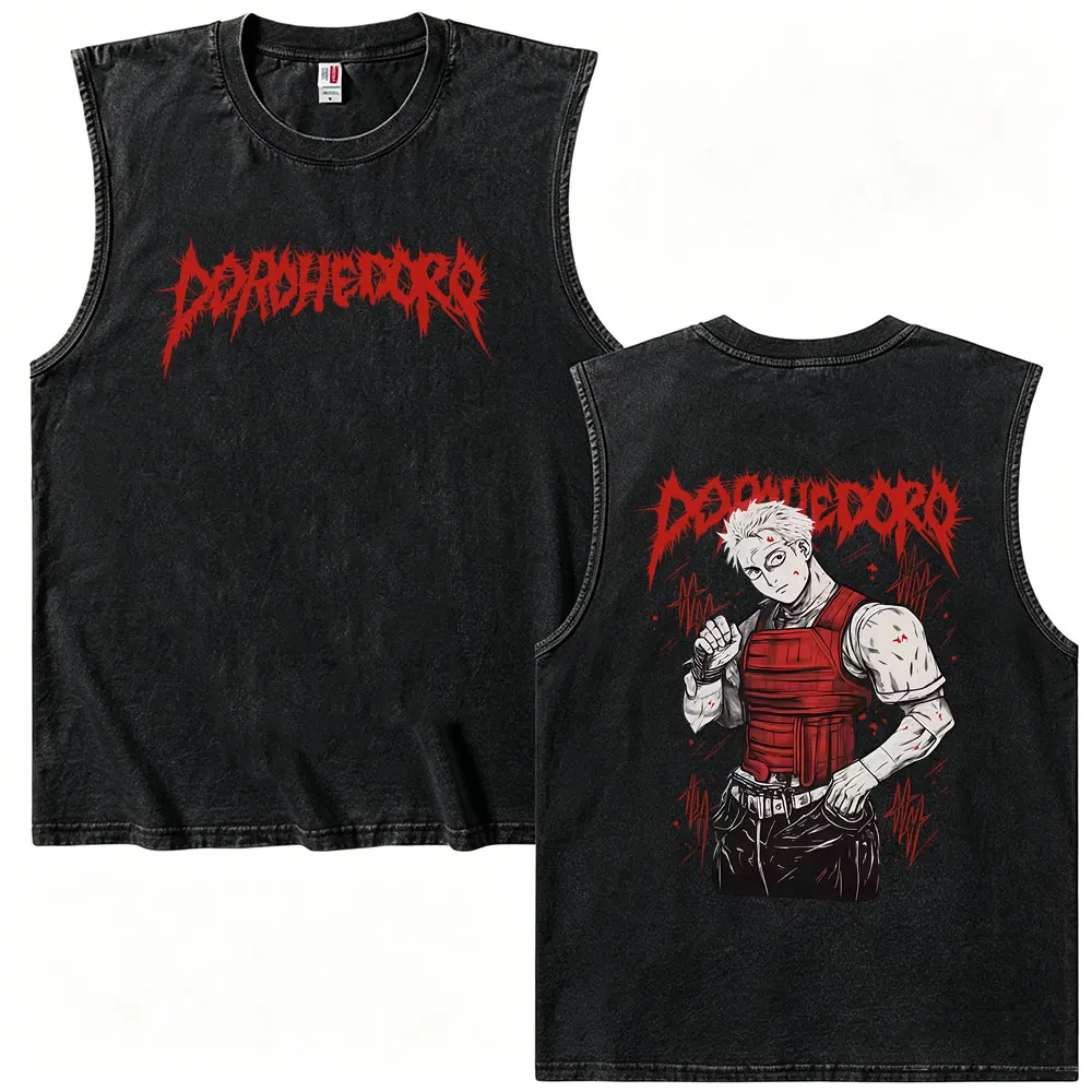 

Anime Dorohedoro Risu Vintage Washed Tank Tops Men Women Clothing Manga Graphic T Shirt Unisex Gothic Rock Sleeveless T-shirts