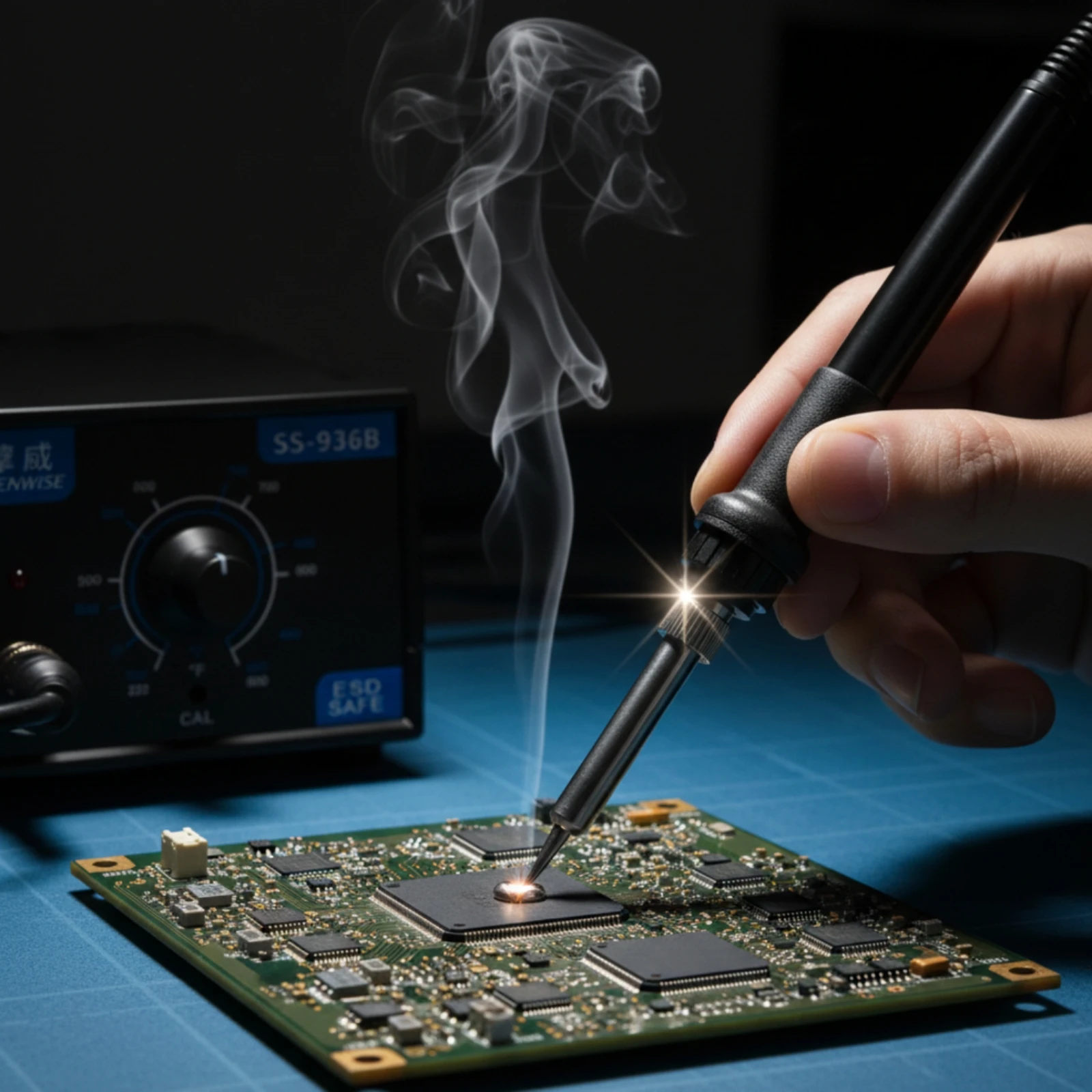 Electric Soldering Station Compact Bench Soldering Station Electronics Tool Front Control Panel Industrial Style