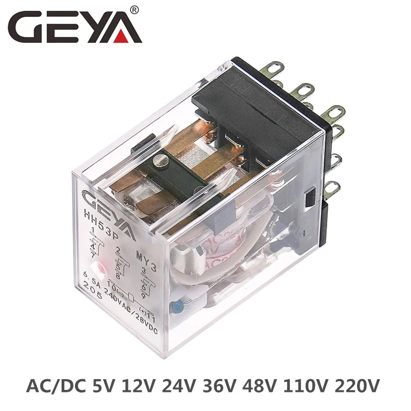 SALE GEYA 11Pins Mini Relay DC5V DC12V DC24V AC110V AC220V HH53P 5A Miniature Electromagnetic General Purpose Relay