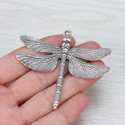 6 x Tibetan Silver Large Dragonfly Charms Animal Pendants For Necklace Jewelry Making Findings 71x63mm