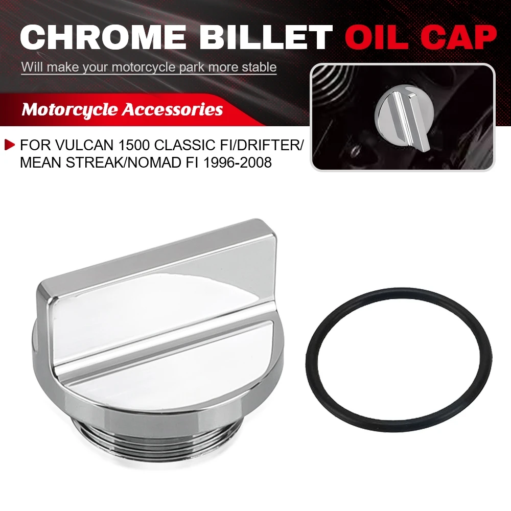 For Kawasaki Vulcan 1500 Classic FI/Drifter/Mean Streak/Nomad FI 1996-2008 Motorcycles CNC Chrome Billet Oil Filler Cap Cover