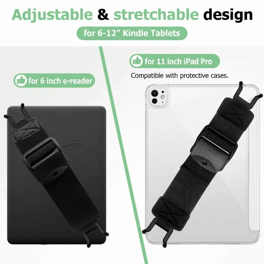 PU Leather Secure Hand Strap Versatile Anti Drop eReader Holder High Elastic Portable Finger Grip Strap for 6-12